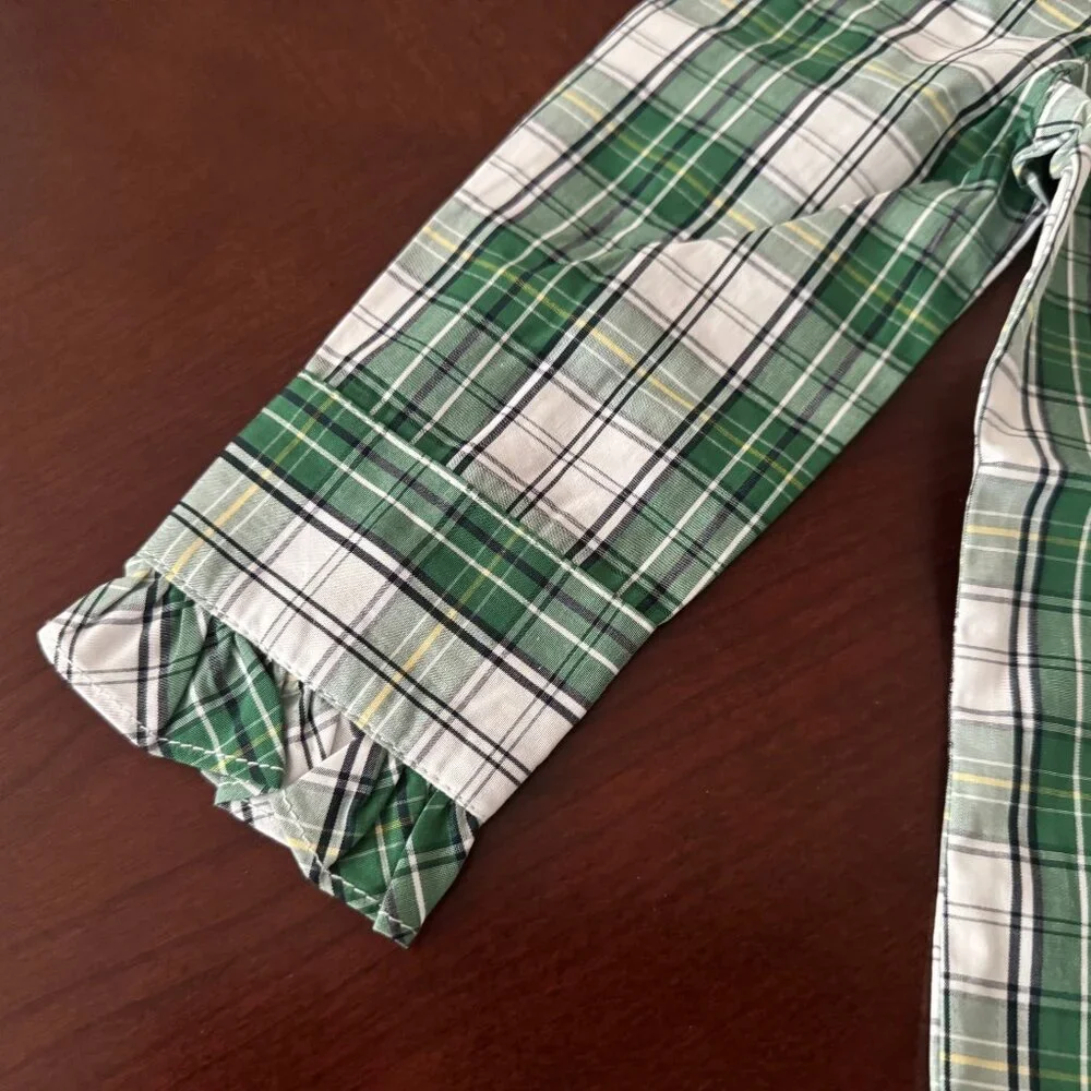 New Classic Prep Kids Childrens Girls Ginny Ruffle Front Button Down Plaid 2T